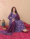 Purple Colour Rayon Printed Kurti With Pant Dupatta Wholesalers In Delhi Aaradhna 2055